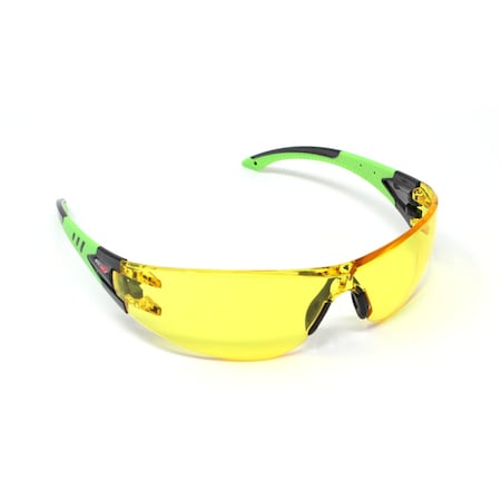 Amber Safety Glasses, Polycarbonate Scratch Resistant Lens